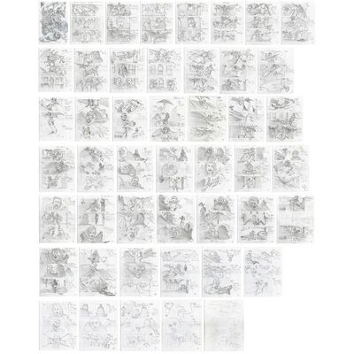 Lot # 978: VAN HELSING (2004) - Set of 46 Hand-Drawn Doug Brode Village Attack Storyboard Pages with Cast Concept Illustration
