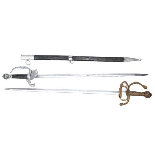 Lot # 1038: LEGEND OF ZORRO, THE (2005) - Zorro (Antonio Banderas) and Count Armand's (Rufus Sewell) Stunt Swords with Stunt Sheath