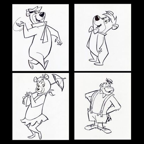 Lot # 8: Set of Four Hand-Drawn Iwao Takamoto Yogi, Boo Boo, Cindy Bear, and Magilla Gorilla Sketches (circa 2000s)