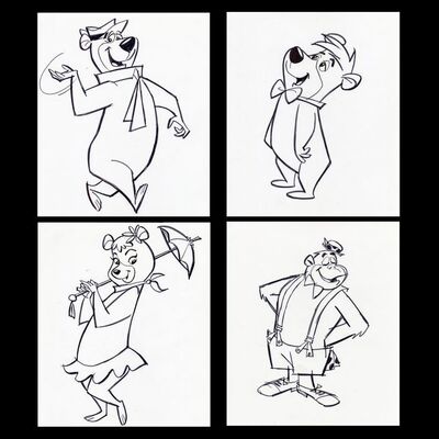 Lot # 8: Set of Four Hand-Drawn Iwao Takamoto Yogi, Boo Boo, Cindy Bear, and Magilla Gorilla Sketches (circa 2000s)
