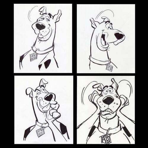 Lot # 18: Set of Four Hand-Drawn Iwao Takamoto Scooby-Doo Sketches (circa 2000s)