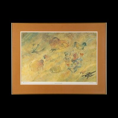 Lot # 22: Framed and Signed Flintstones "America's First Family" 25th Anniversary Print