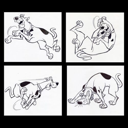 Lot # 23: Set of Four Hand-Drawn Iwao Takamoto Scooby-Doo Sketches (circa 2000s)