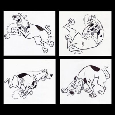Lot # 23: Set of Four Hand-Drawn Iwao Takamoto Scooby-Doo Sketches (circa 2000s)