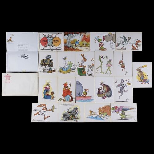 Lot # 27: Set of 19 Phil Mendez Greeting Card Lithographs and Letter #113/300
