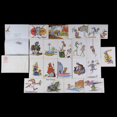 Lot # 27: Set of 19 Phil Mendez Greeting Card Lithographs and Letter #113/300