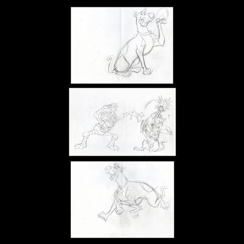 Lot # 38: Set of Three Scooby-Doo and Shaggy Hand-Drawn Rough Sketches