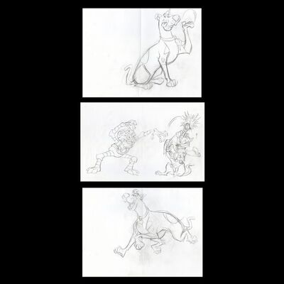 Lot # 38: Set of Three Scooby-Doo and Shaggy Hand-Drawn Rough Sketches