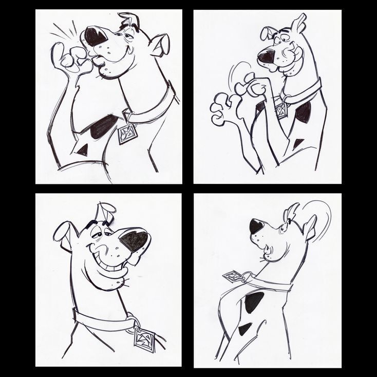 Lot # 63: Set of Four Hand-Drawn Iwao Takamoto Scooby-Doo Sketches ...