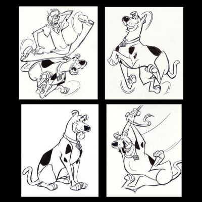 Lot # 68: Set of Four Hand-Drawn Iwao Takamoto Scooby-Doo and Shaggy ...