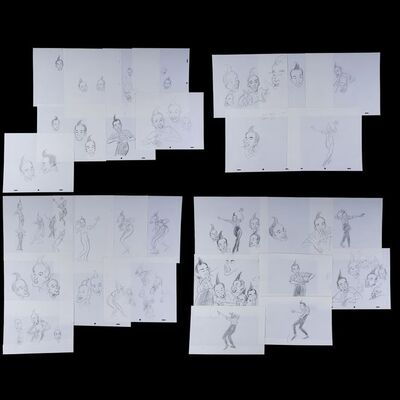 Lot # 69: Set of 29 Ed Grimley Hand-Drawn Sketches (as Portrayed by Martin Short)