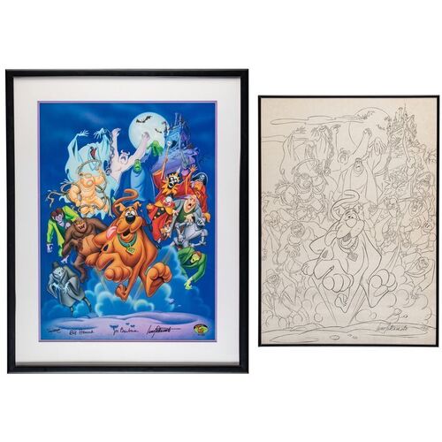 Lot # 80: Framed and Signed "Strangers in the Night" Limited Edition Lithograph AP #13/25 with Framed Pencil Photocopy