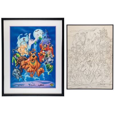 Lot # 80: Framed and Signed "Strangers in the Night" Limited Edition Lithograph AP #13/25 with Framed Pencil Photocopy