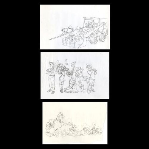 Lot # 86: Set of Three Scooby-Doo, Shaggy and Gang Hand-Drawn Sketches