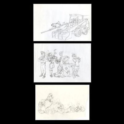 Lot # 86: Set of Three Scooby-Doo, Shaggy and Gang Hand-Drawn Sketches