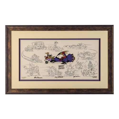 Lot # 110: Framed and Signed "Dastardly, Muttley, and the Wacky Racers" Limited Edition Cel HC #6/10