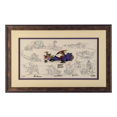 Lot # 110: Framed and Signed "Dastardly, Muttley, and the Wacky Racers" Limited Edition Cel HC #6/10