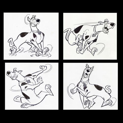 Lot # 118: Set of Four Hand-Drawn Iwao Takamoto Scooby-Doo Sketches (circa 2000s)