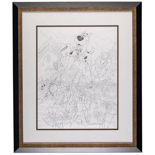 Lot # 125: Framed Hand-Drawn 2005 Macy's Day Parade Poster Pencil Drawing