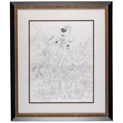 Lot # 125: Framed Hand-Drawn 2005 Macy's Day Parade Poster Pencil Drawing