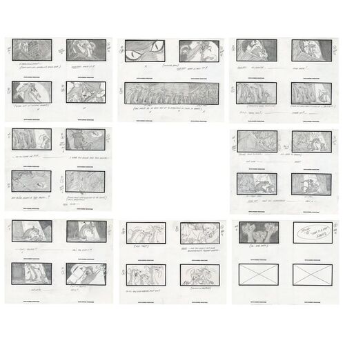 Lot # 132: Set of Eight Heidi's Song "Rat Song" Hand-Drawn Storyboard Pages