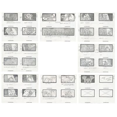 Lot # 132: Set of Eight Heidi's Song "Rat Song" Hand-Drawn Storyboard Pages