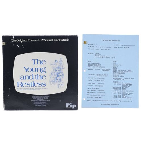 Lot #5: Young and the Restless Episode One Photocopied Script with Original Theme Score Album