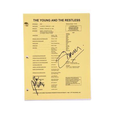 Lot #8: Sharon Chase and Joshua Morrow-Signed Photocopied Episode 5808 Wedding Script