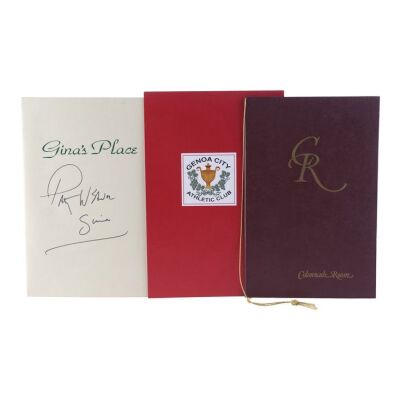 Lot #37: Set of Cast-Signed Genoa City Athletic Club, Gina's Place, and Colonnade Room Menus