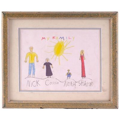 Lot #48: Cassie Newman's (as played by Camryn Grimes) Framed Signed Hand-Drawn "My Family" Artwork