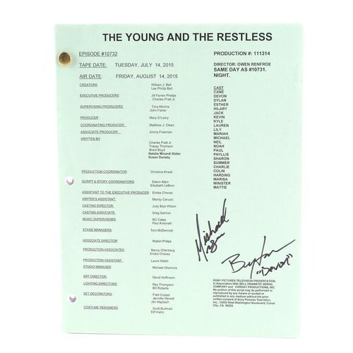 Lot #55: Bryton James and Mishael Morgan-Signed Episode 10,732 Devon-Hilary Wedding Script