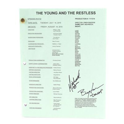 Lot #55: Bryton James and Mishael Morgan-Signed Episode 10,732 Devon-Hilary Wedding Script
