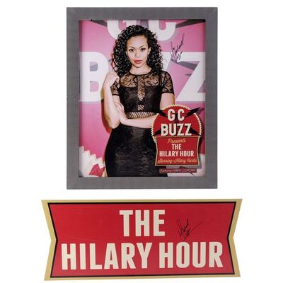 Lot #59: Mishael Morgan-Signed Framed GC Buzz Poster and Hilary Hour Sign