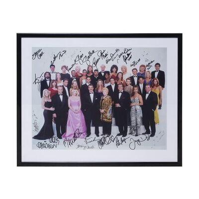 Lot #68: Framed and Signed 1996 Young and the Restless Cast Photo with 25 Signatures