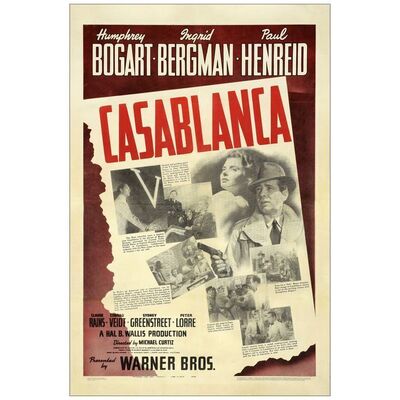 Lot # 1: CASABLANCA - One-Sheet (27" x 41"); Very Fine- on Linen