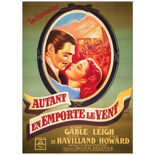 Lot # 10: GONE WITH THE WIND - French Grande (46" x 65"); Style A; Very Fine on Linen, Full-Bleed