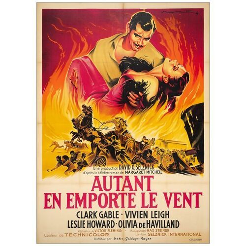 Lot # 11: GONE WITH THE WIND - French Grande (47" x 63"); Very Fine on Linen