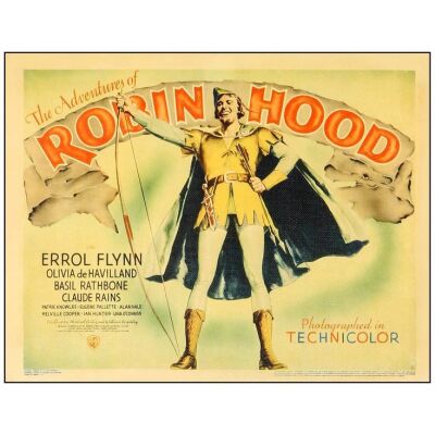 Lot # 14: THE ADVENTURES OF ROBIN HOOD - Linen Finish Title Card (11" x 14"); Very Fine-