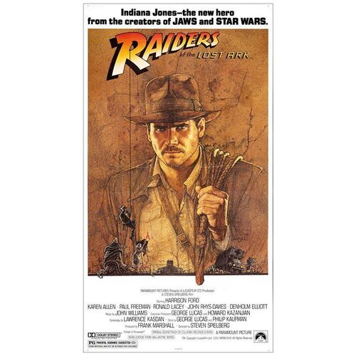 Lot # 17: INDIANA JONES AND THE RAIDERS OF THE LOST ARK - Three Sheet (41" x 75.5"); Near Mint Folded