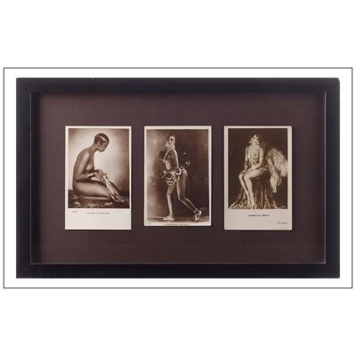 Lot # 23: JOSEPHINE BAKER - Vintage Photo Post Cards (3) (3.5" x 5.5") Framed; Very Fine+