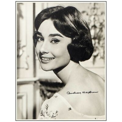 Lot # 34: AUDREY HEPBURN - B&W Matte Finish Double Weight Photo (11" x 14") Autographed by Audrey Hepburn; Very Fine+