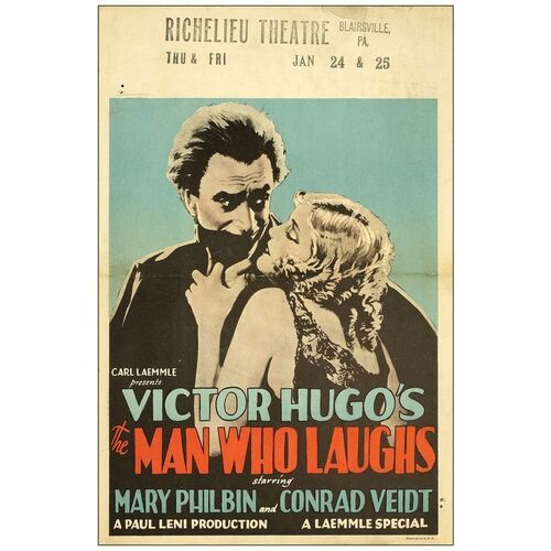 Lot # 43: THE MAN WHO LAUGHS - Window Card (14" x 22"); Very Fine-