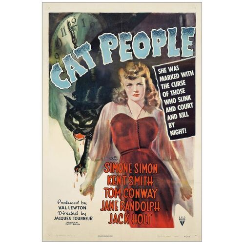 Lot # 45: CAT PEOPLE - One-Sheet (27" x 41"); Fine+ on Linen