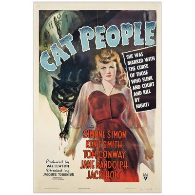 Lot # 45: CAT PEOPLE - One-Sheet (27" x 41"); Fine+ on Linen