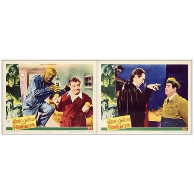 Lot # 59: ABBOTT AND COSTELLO MEET FRANKENSTEIN - Lobby Cards (2) (11" x 14"); Very Fine