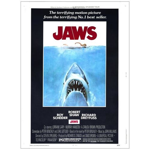 Lot # 81: JAWS - 30" X 40"; Very Fine- on Linen