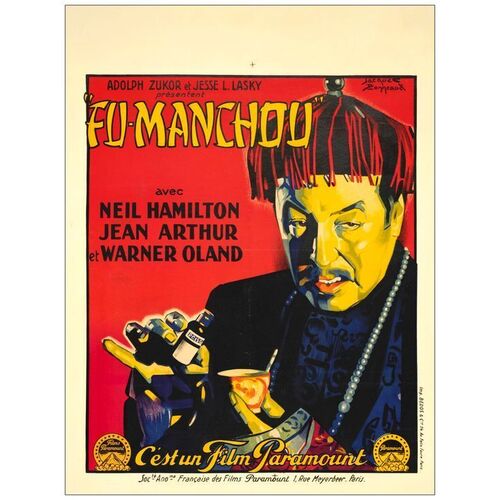 Lot # 93: THE MYSTERIOUS DR. FU MANCHU - Pre-War French Moyenne (23.5" x 31.5"); Very Fine- on Linen