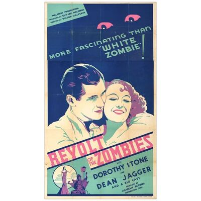 Lot # 100: REVOLT OF THE ZOMBIES - Silk-Screen Three Sheet (42" x 80.5"); Fine+ Folded