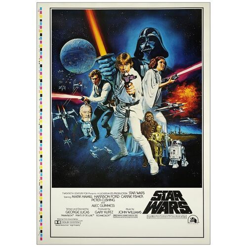 Lot # 111: STAR WARS: EPISODE IV - A NEW HOPE - One-Sheet (28.5" x 41"); Style C, Printer's Proof with Ratings Box; Very Fine+ on Linen
