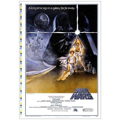 Lot # 112: STAR WARS: EPISODE IV - A NEW HOPE - One-Sheet (28.5" x 41"); Style A, Printer's Proof, First Printing; Very Fine on Linen